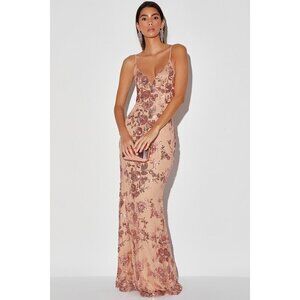 Lulus Shine Language Rose Gold Sequin Mermaid Maxi Dress Pink - Size M